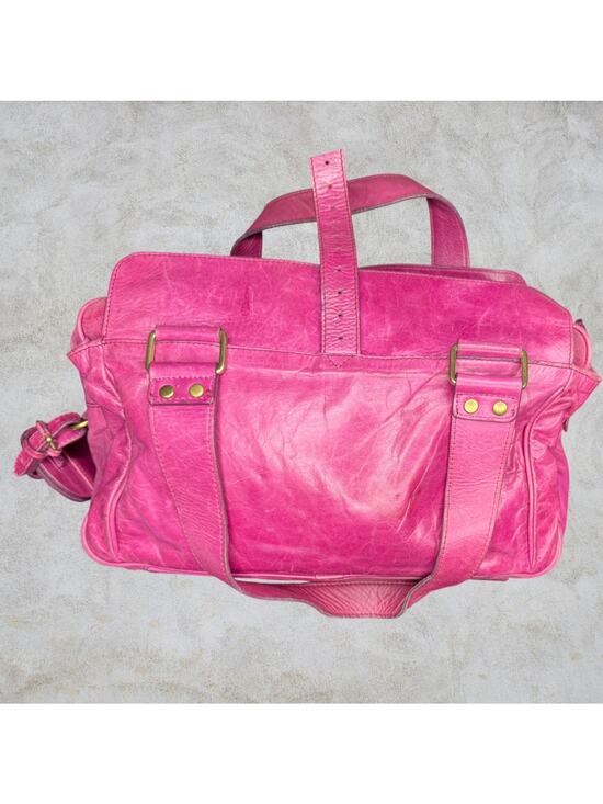 Mulberry Handbags - Mulberry Mabel Fuchsia Pink Antiqued Leather Satchel Shoulder Bag